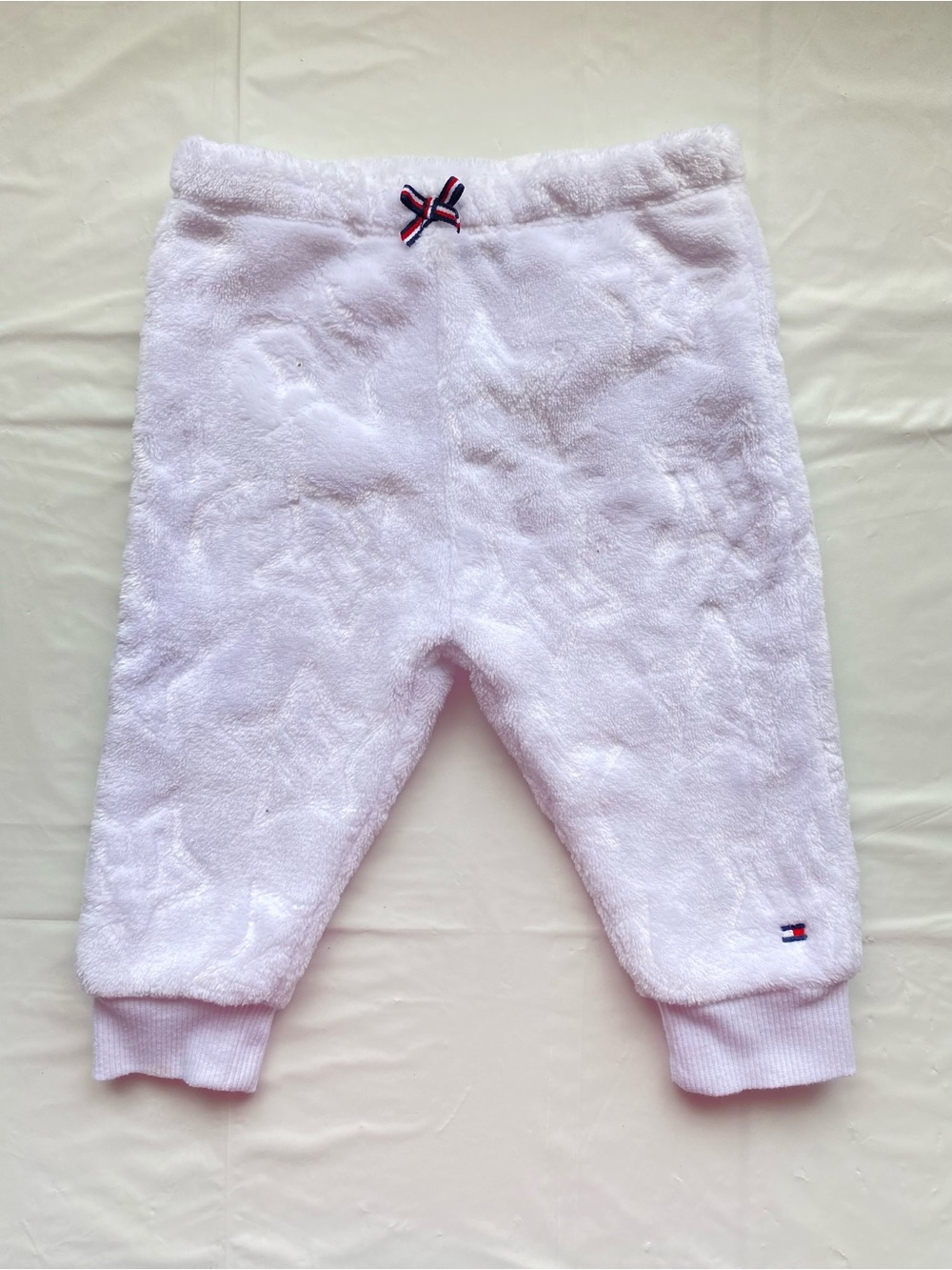 Tommy Hilfiger Baby Girl Plush Fleece Star Joggers White Bow 3-6M